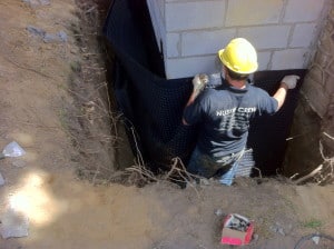 Waterproofing contractor in Toronto applying waterproofing membreane