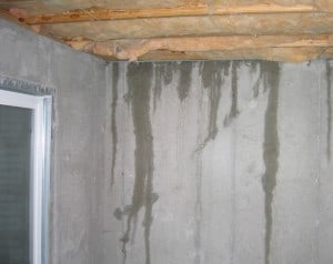 leaking basement where foundation meets first floor
